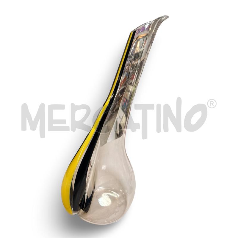VASO DI MURANO H36CM RIEDEL CON BORDI GIALLO E NERO | Mercatino dell'Usato Osasco 1