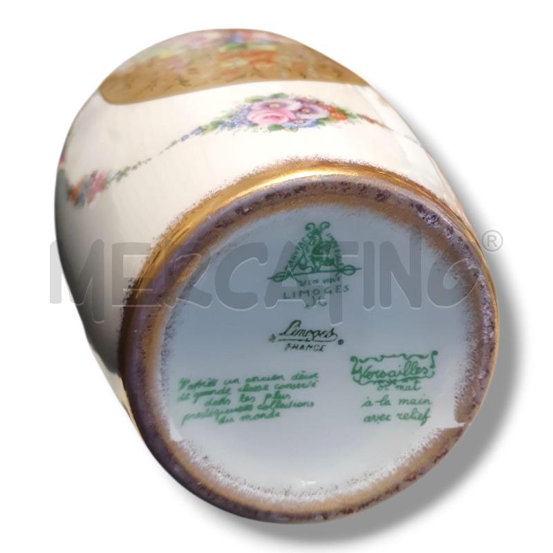 VASO LIMOGES BIANCO DECORO FLOREALE SU FONDO DORATO 34 X 17 CM | Mercatino dell'Usato Osasco 3