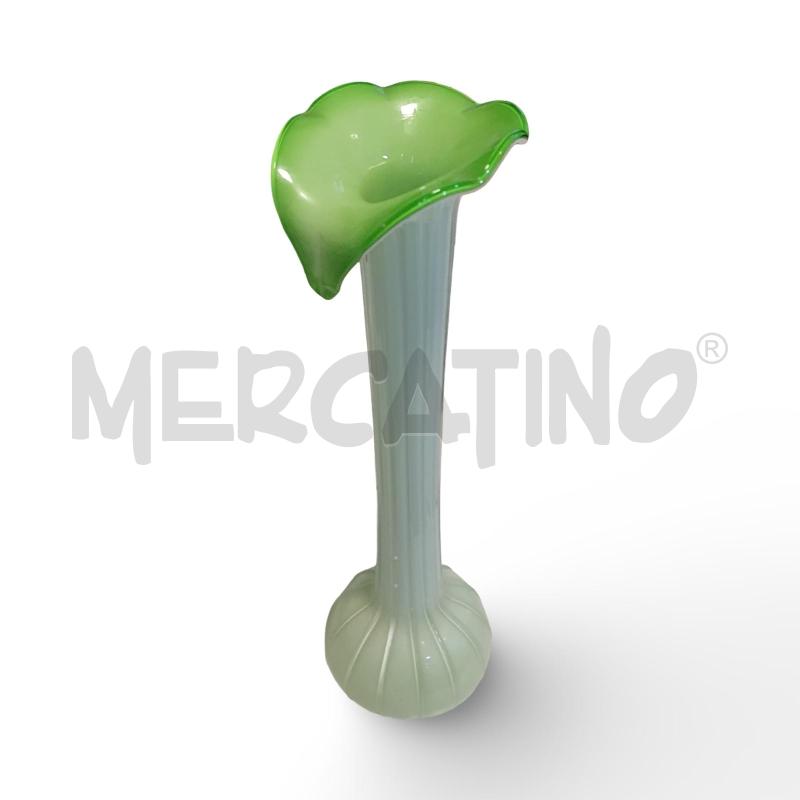 VASO VETRO MURANO VERDE COLLO LUNGA BASE TONDA | Mercatino dell'Usato Osasco 1