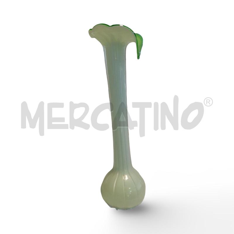 VASO VETRO MURANO VERDE COLLO LUNGA BASE TONDA | Mercatino dell'Usato Osasco 3