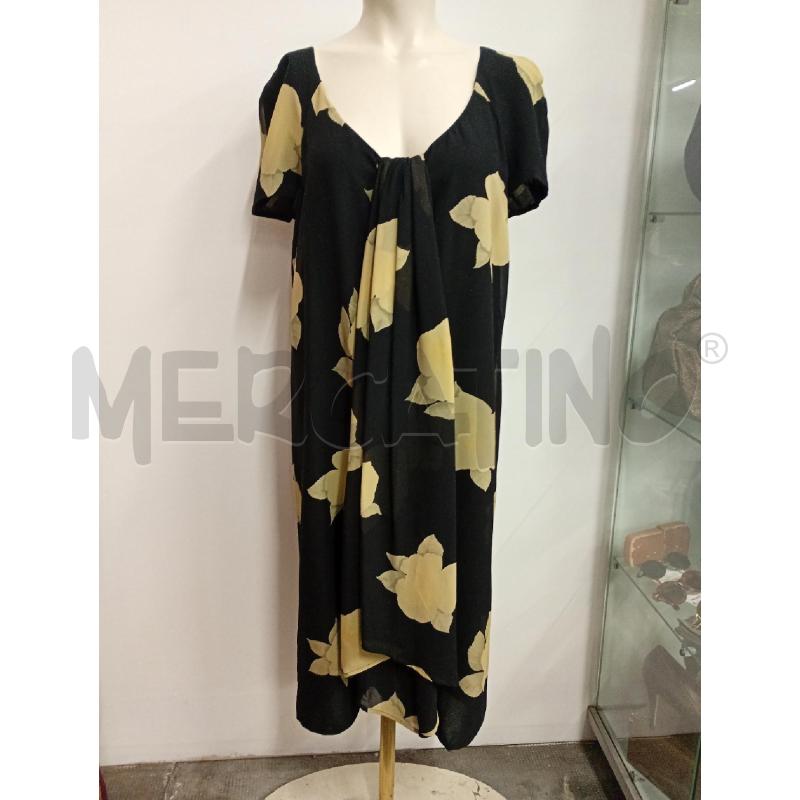 ABITO DONNA ERREUNO SETA NERO FIORI GIALLI | Mercatino dell'Usato Torino crocetta 1