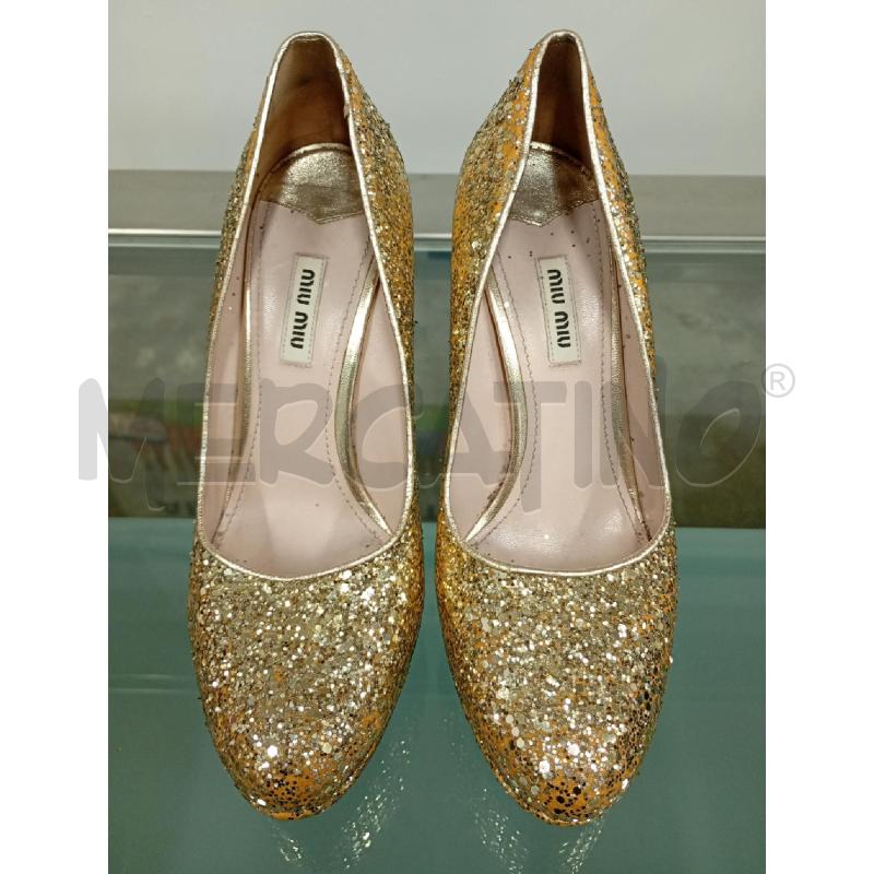 SCARPE DONNA DORATE TACCO MIU MIU | Mercatino dell'Usato Torino crocetta 2