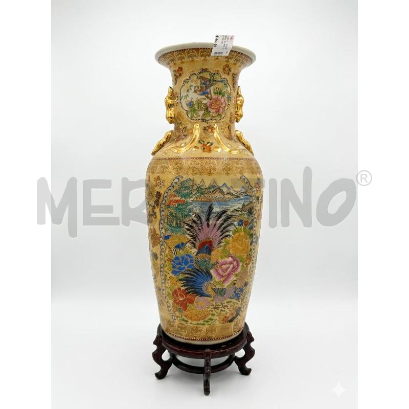 VASO CINESE IN CER DOR CON BASE IN LEGNO  | Mercatino dell'Usato Marsala 1