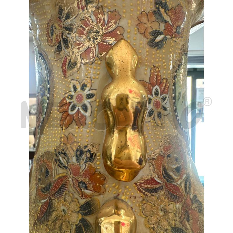 VASO CINESE IN CER DOR CON BASE IN LEGNO  | Mercatino dell'Usato Marsala 4