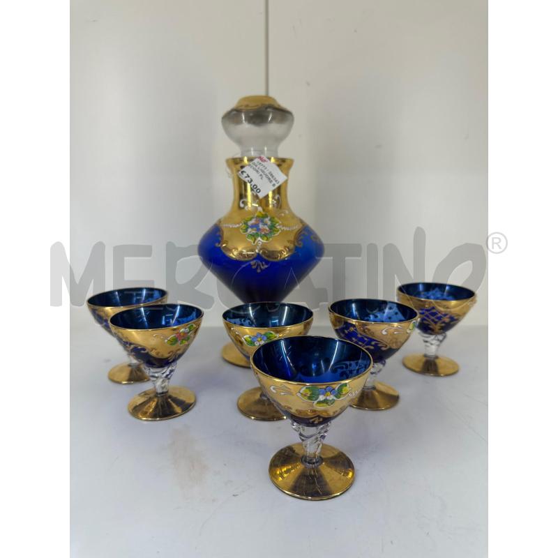 SERVIZIO DA LIQUORE BLU CON DECORI FLOREALI | Mercatino dell'Usato Mazara del vallo 1
