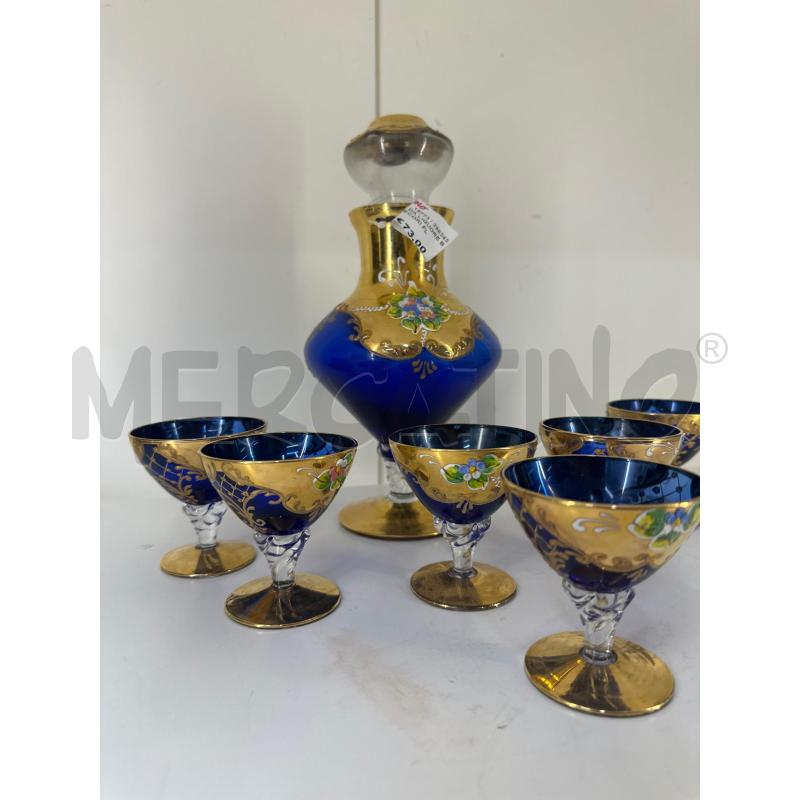 SERVIZIO DA LIQUORE BLU CON DECORI FLOREALI | Mercatino dell'Usato Mazara del vallo 3