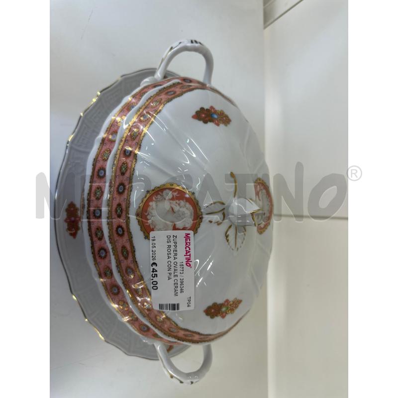 ZUPPIERA OVALE CERAM DIS ROSA CON PIATTO | Mercatino dell'Usato Mazara del vallo 2