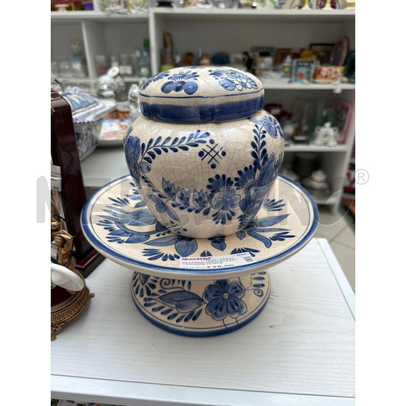 ALZATINA CERAMICA DECORAZIONE FIORI BLU | Mercatino dell'Usato Trapani via libica 1