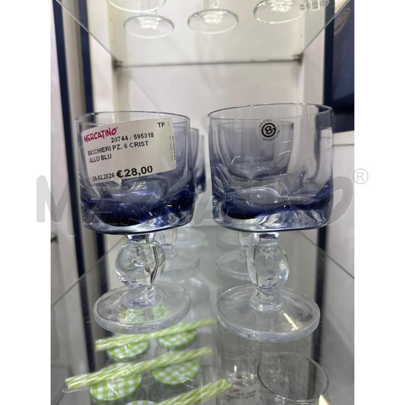 BICCHIERI PZ. 6 CRISTALLO BLU | Mercatino dell'Usato Trapani via libica 1