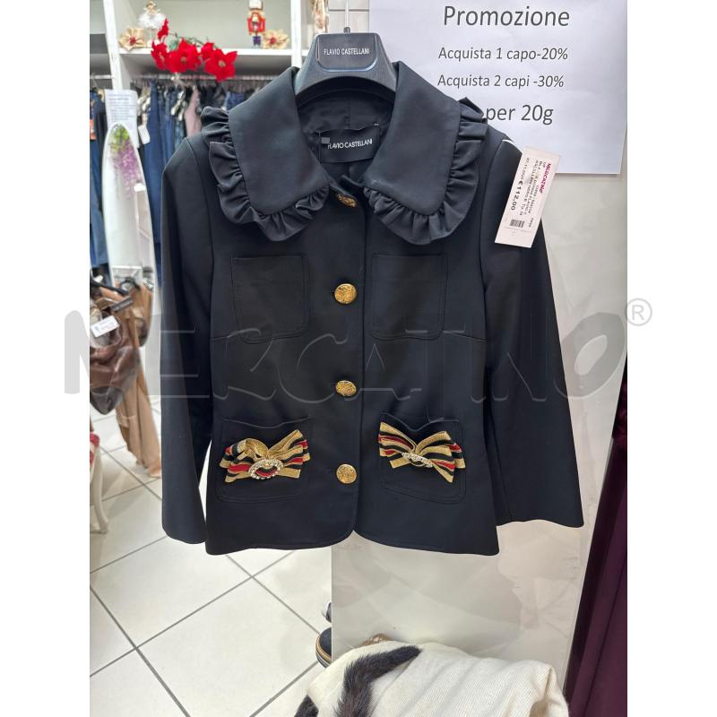 BLAZER DONNA FLAVIO CASTELLANI NERO BOTTONI ORO  | Mercatino dell'Usato Trapani via libica 1