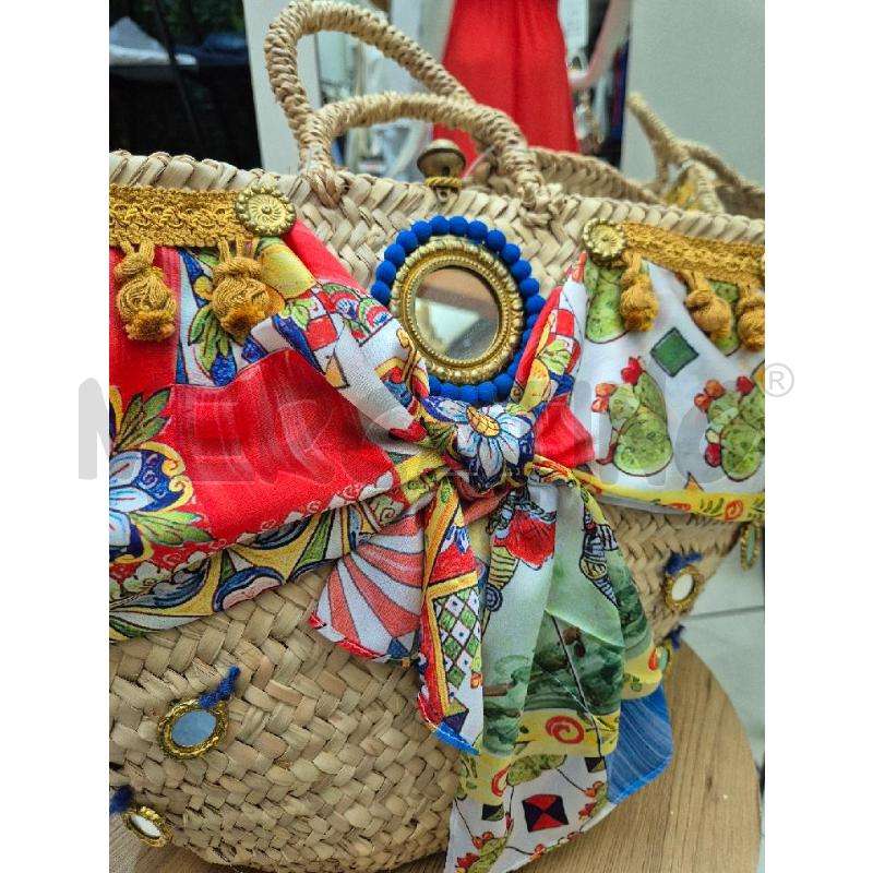 BORSA DONNA ARTIGIANALE CON FOULAR CIANCIAN A | Mercatino dell'Usato Trapani via libica 4