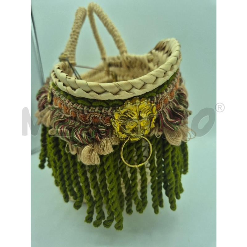 BORSA DONNA ARTIGIANALE PALMA FRANGIA VERDE | Mercatino dell'Usato Trapani via libica 3