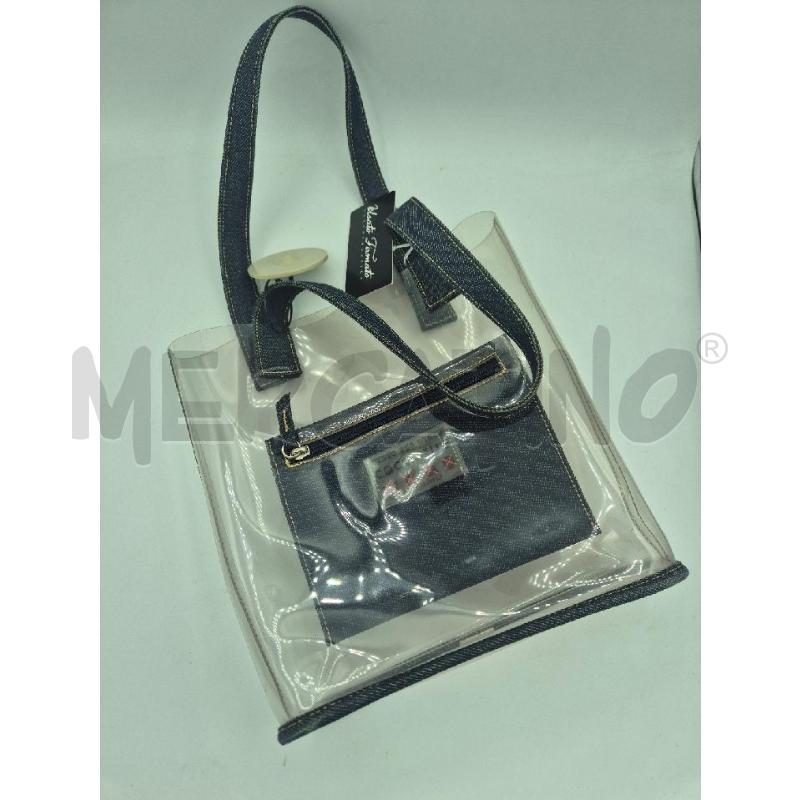 BORSA DONNA COCCINELLE TRASPARENTE E DENIM | Mercatino dell'Usato Trapani via libica 1