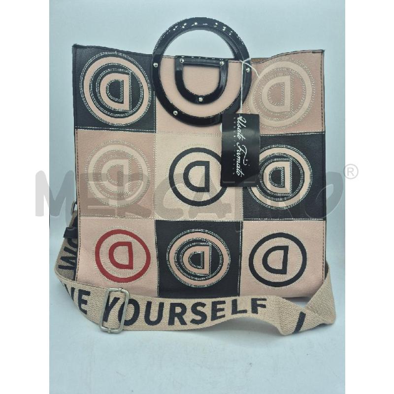 BORSA DONNA DESIGUAL QUADRI NERI E BEIGE  | Mercatino dell'Usato Trapani via libica 1
