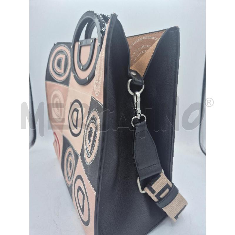 BORSA DONNA DESIGUAL QUADRI NERI E BEIGE  | Mercatino dell'Usato Trapani via libica 3