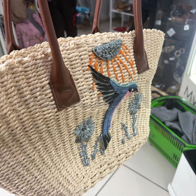 BORSA DONNA MAX&CO PAGLIA UCCELLO BLU  | Mercatino dell'Usato Trapani via libica 4