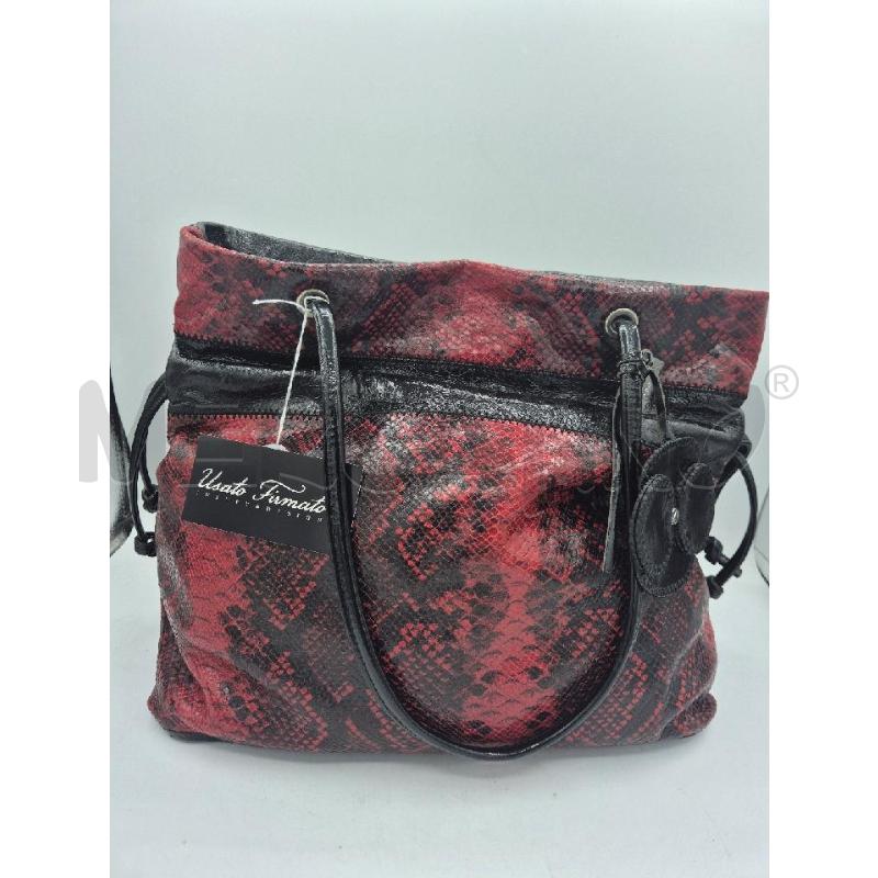 BORSA DONNA NANNINI PITONATA ROSSA E NERA  | Mercatino dell'Usato Trapani via libica 1
