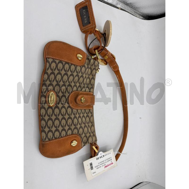 BORSETTA DONNA GUESS CAMOSCIO ARANCIO E LOGO GUESS  | Mercatino dell'Usato Trapani via libica 1