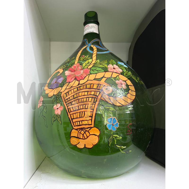 BOTTIGLIONE VERDE CONDECORO VASO E FIORI | Mercatino dell'Usato Trapani via libica 1