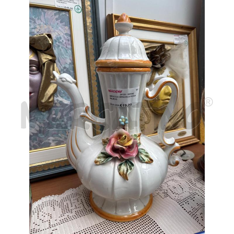 BROCCA CERAMICA ROSA RILIEVO  | Mercatino dell'Usato Trapani via libica 1