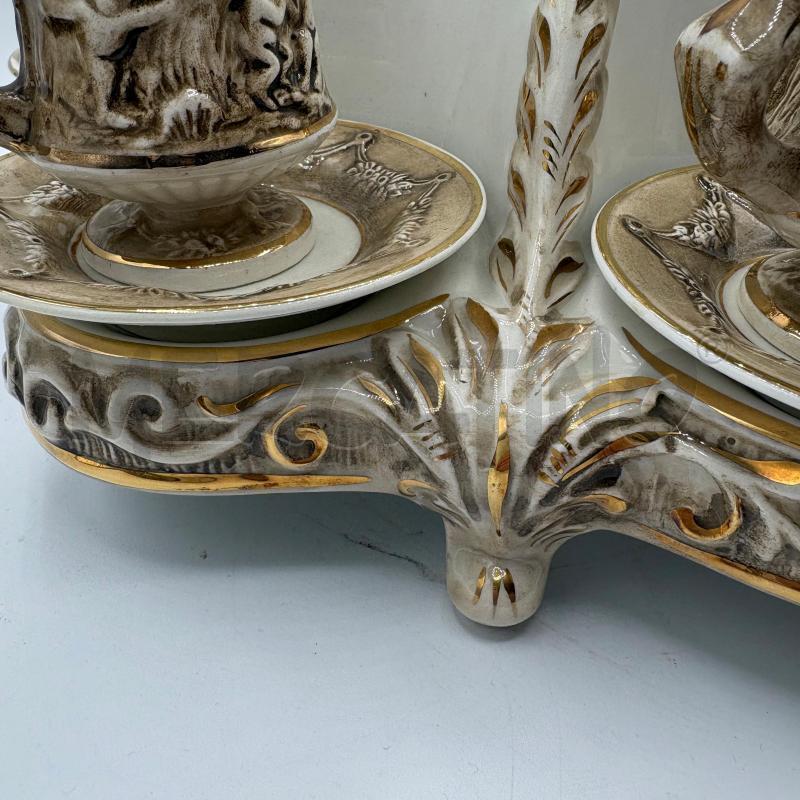 CAFFE' SET CAPODOIMONTE CON ALZATINA E ZUCCHERIERA  | Mercatino dell'Usato Trapani via libica 4