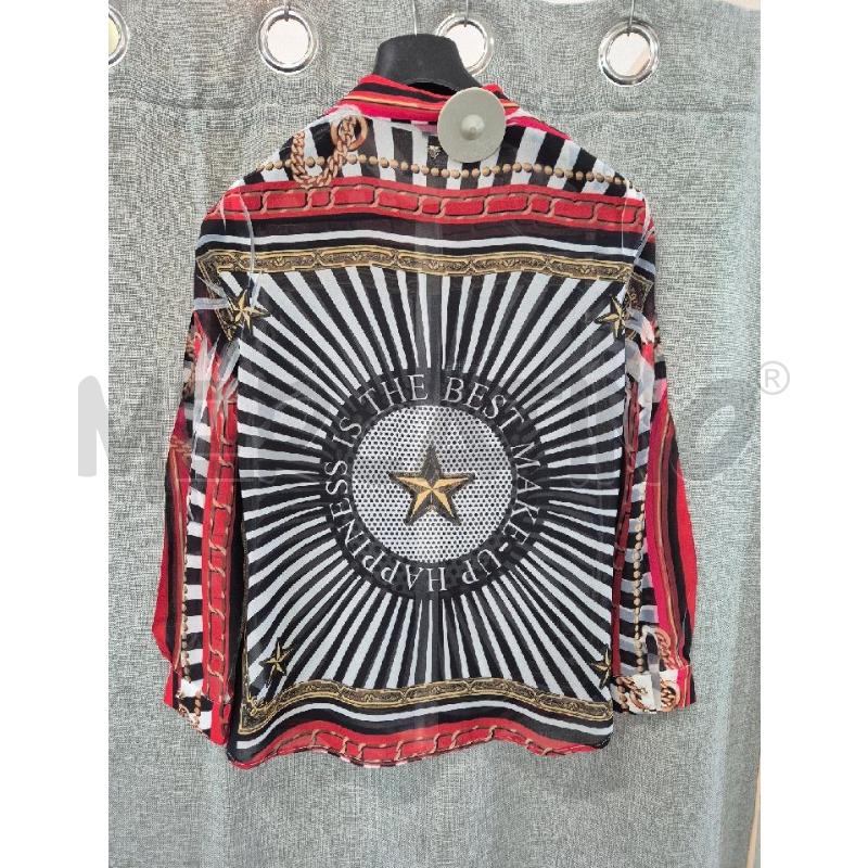 CAMICIA DONNA GUESS DECORO ROSSO CON RIGHE BIANCHE E NERE | Mercatino dell'Usato Trapani via libica 4
