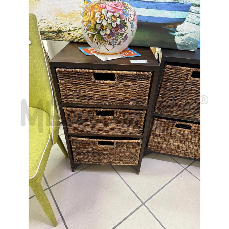 CASSETTIERA LEGNO E VIMINI | Mercatino dell'Usato Trapani via libica 1