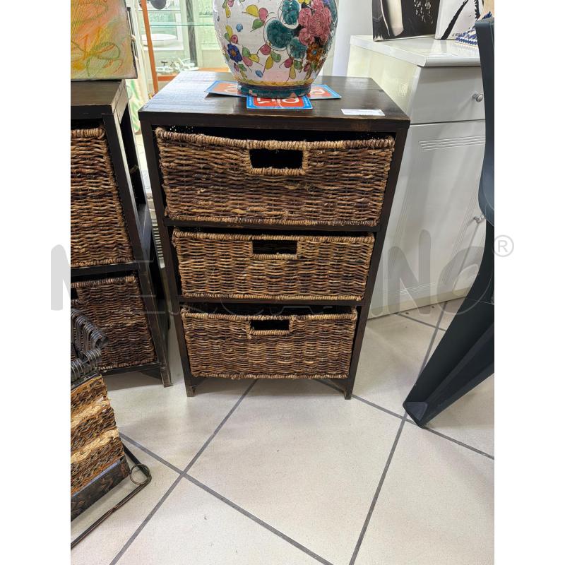 CASSETTIERA LEGNO E VIMINI | Mercatino dell'Usato Trapani via libica 1