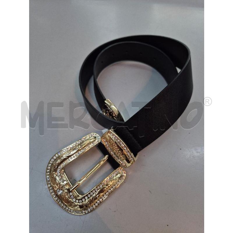 CINTURA DONNA GUESS NERA FIBIA DORATA CON STRASS  | Mercatino dell'Usato Trapani via libica 1