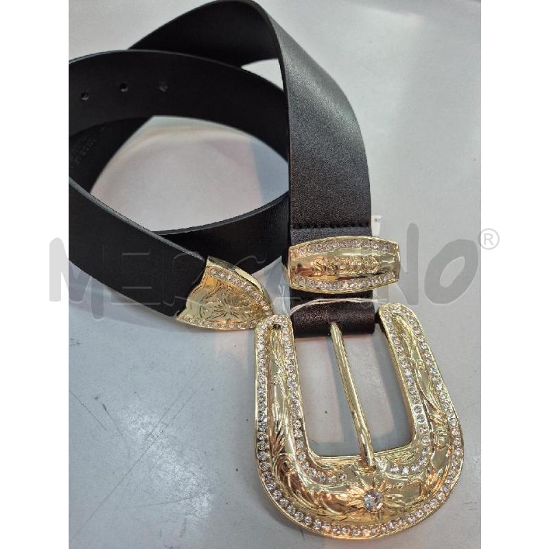 CINTURA DONNA GUESS NERA FIBIA DORATA CON STRASS  | Mercatino dell'Usato Trapani via libica 3