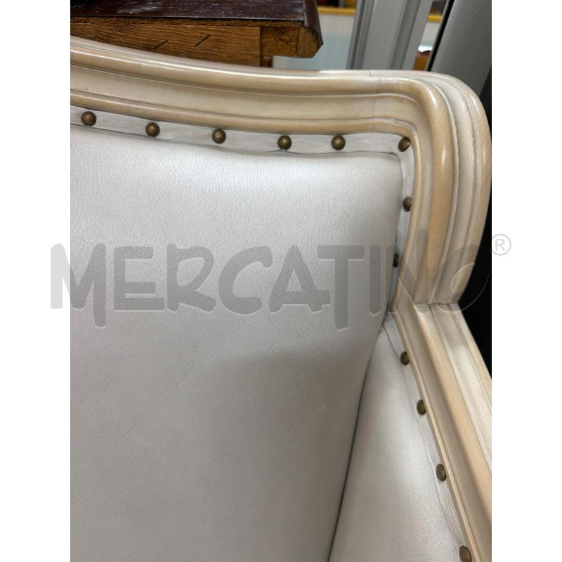 DIVANO  BAXTER  PELLE BIANCA E LEGNO  | Mercatino dell'Usato Trapani via libica 2