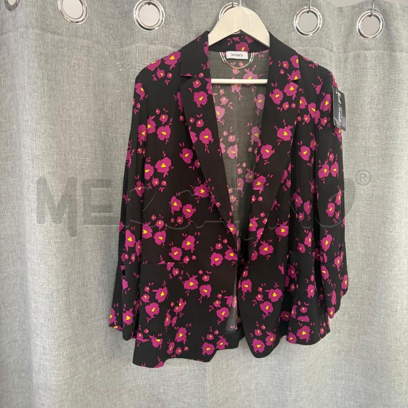 GIACCA DONNA MAX&CO NERA FIORI VIOLA  | Mercatino dell'Usato Trapani via libica 1