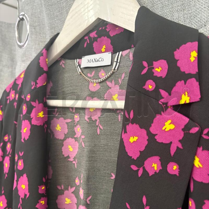 GIACCA DONNA MAX&CO NERA FIORI VIOLA  | Mercatino dell'Usato Trapani via libica 2