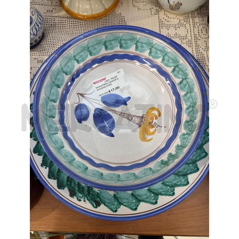 INSALATIERA CERAMICA SICILIANA FIORE GIALLO | Mercatino dell'Usato Trapani via libica 1