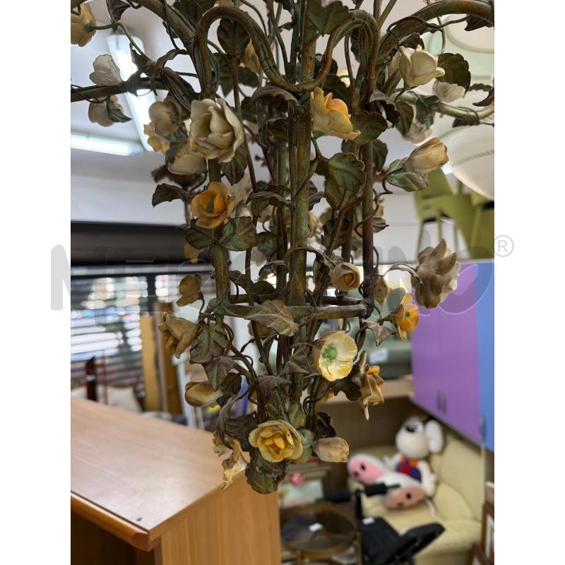 LAMPADARIO FIORELLINI CERAMICA E FERRO BATTUTO | Mercatino dell'Usato Trapani via libica 2