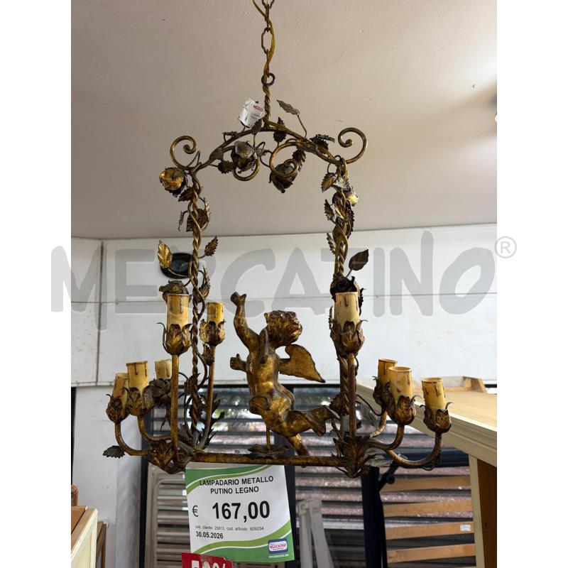 LAMPADARIO METALLO PUTINO LEGNO | Mercatino dell'Usato Trapani via libica 1