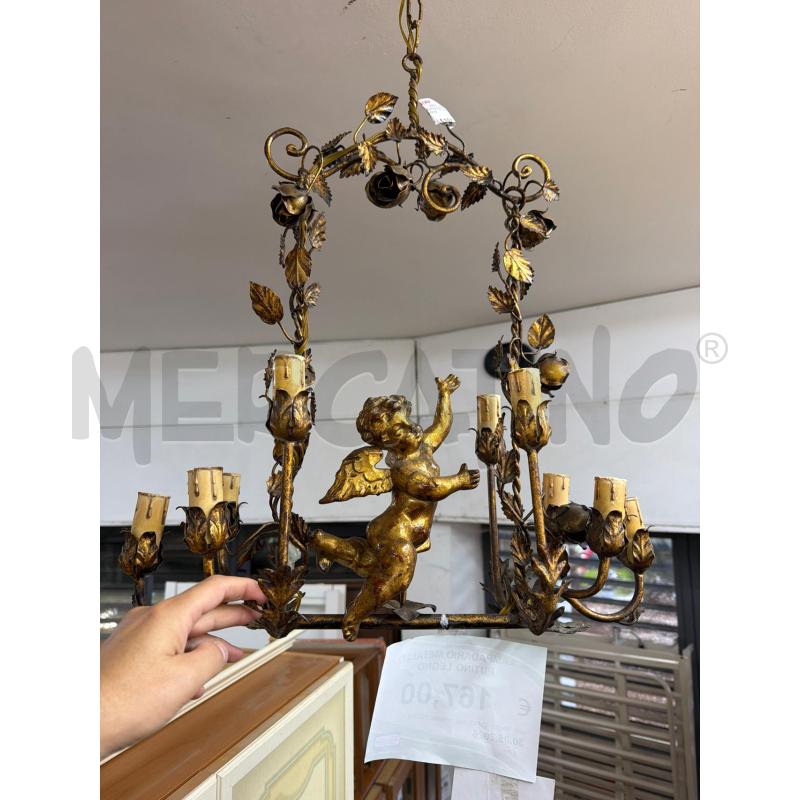LAMPADARIO METALLO PUTINO LEGNO | Mercatino dell'Usato Trapani via libica 2