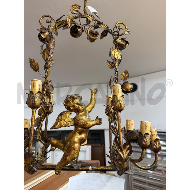 LAMPADARIO METALLO PUTINO LEGNO | Mercatino dell'Usato Trapani via libica 3