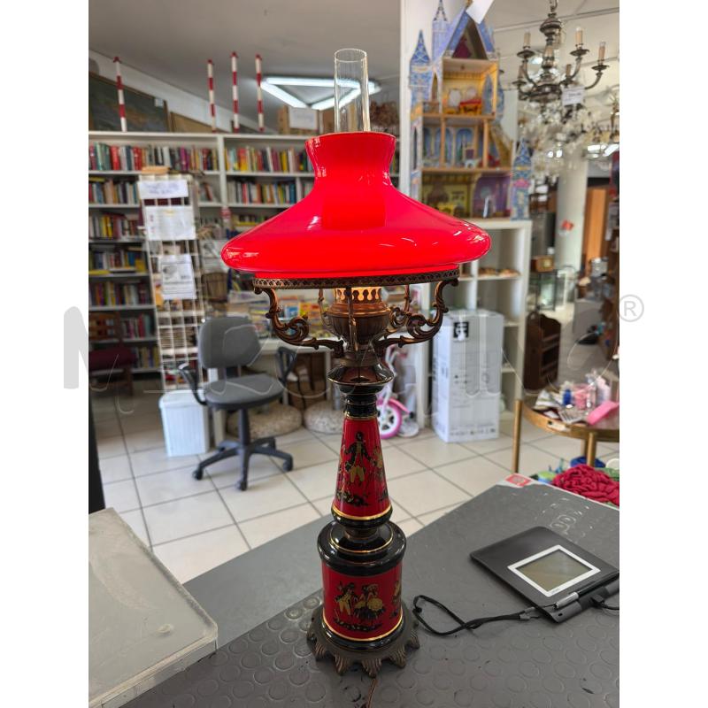 LAMPADA DA TAVOLO PORCELLANA E VETRO ROSSO EMPAIRE  | Mercatino dell'Usato Trapani via libica 1