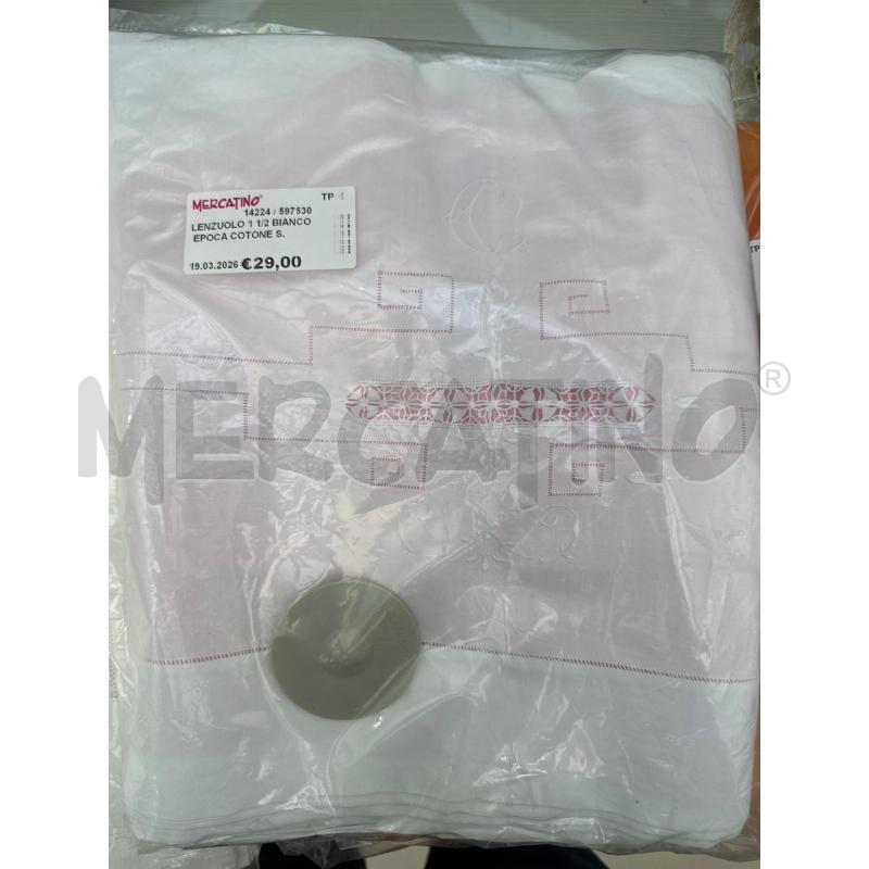 LENZUOLO 1 1/2 BIANCO EPOCA COTONE S. T  | Mercatino dell'Usato Trapani via libica 1