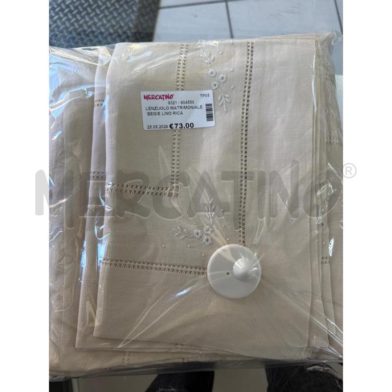 LENZUOLO MATRIMONIALE BEGIE LINO RICAMI | Mercatino dell'Usato Trapani via libica 1