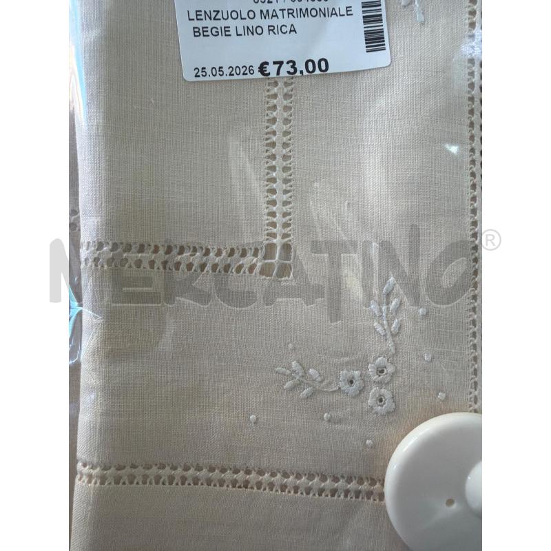 LENZUOLO MATRIMONIALE BEGIE LINO RICAMI | Mercatino dell'Usato Trapani via libica 2