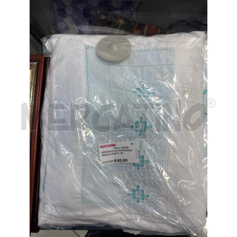 LENZUOLO MATRIMONIALE BIANCO PUNTO TRAFORATO | Mercatino dell'Usato Trapani via libica 1