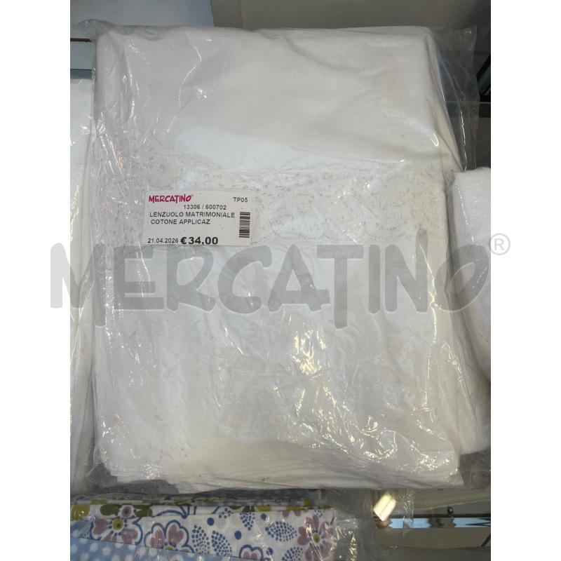 LENZUOLO MATRIMONIALE COTONE APPLICAZIONE MERLETTO | Mercatino dell'Usato Trapani via libica 1