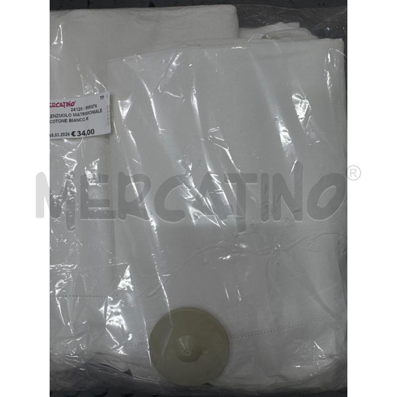LENZUOLO MATRIMONIALE COTONE BIANCO RICAMI | Mercatino dell'Usato Trapani via libica 1