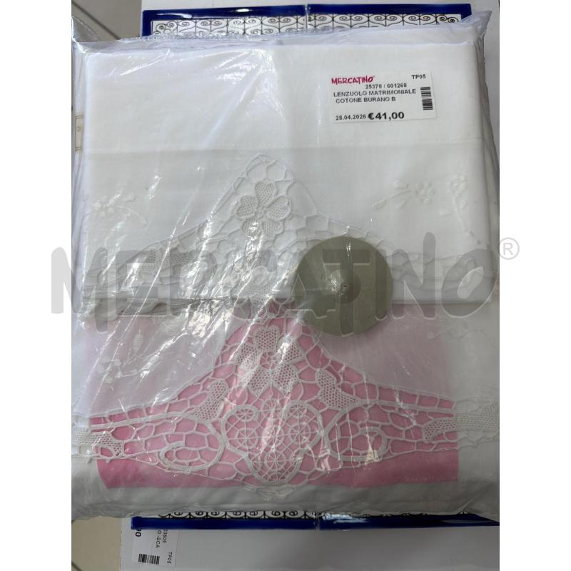 LENZUOLO MATRIMONIALE COTONE BURANO BIANCO | Mercatino dell'Usato Trapani via libica 1