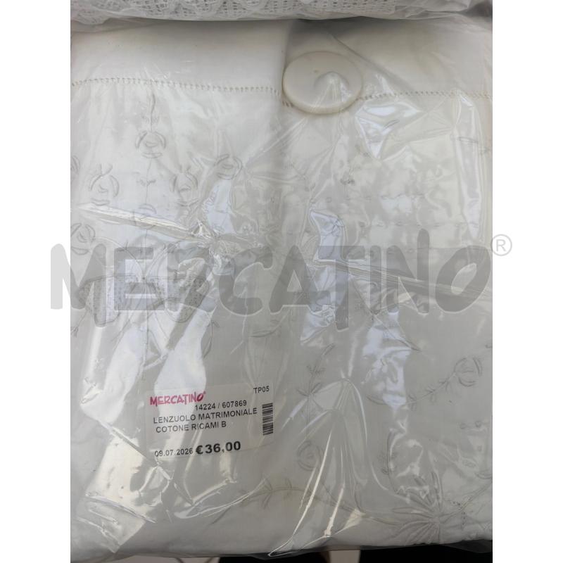 LENZUOLO MATRIMONIALE COTONE RICAMI BIANCHI | Mercatino dell'Usato Trapani via libica 2