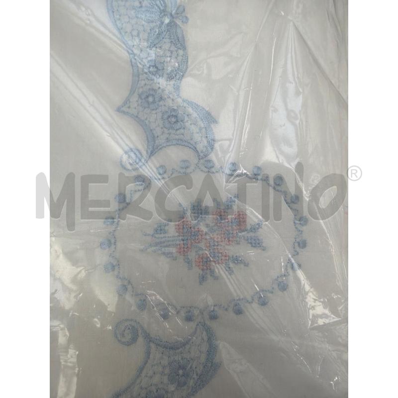 LENZUOLO MATRIMONIALE COTONE RICAMI CELESTE | Mercatino dell'Usato Trapani via libica 2