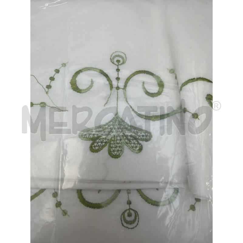 LENZUOLO MATRIMONIALE COTONE RICAMO VERDE | Mercatino dell'Usato Trapani via libica 2