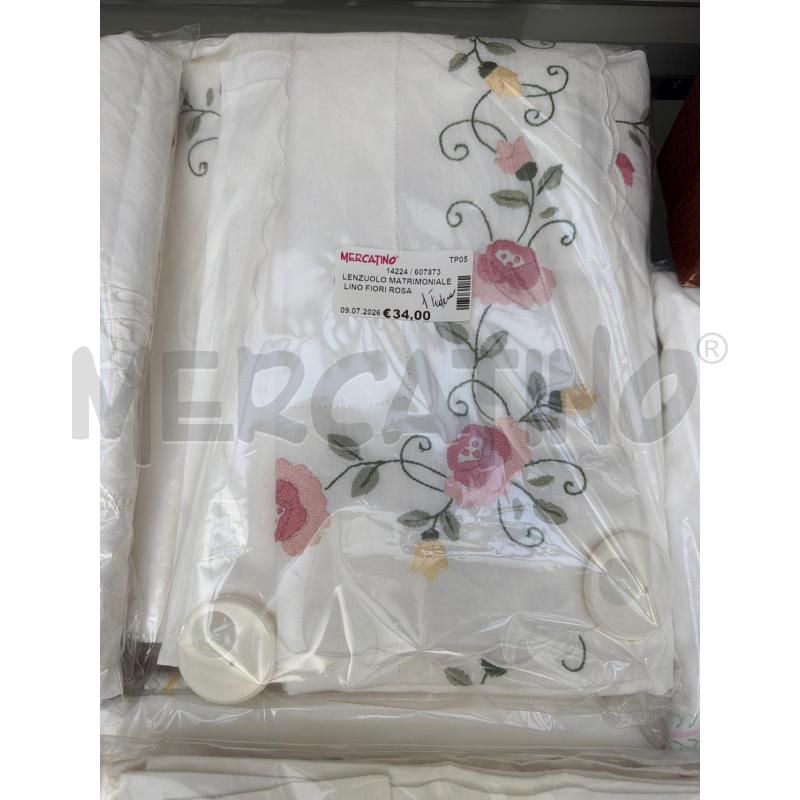 LENZUOLO MATRIMONIALE LINO FIORI ROSA 1 FEDERA | Mercatino dell'Usato Trapani via libica 1